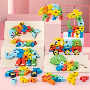 1PCS 3D Puzzle Wooden Dinosaur Animal Jigsaw Puzzle Early Education Color Sorting Learning Educational Toys For Toddlers Gift - AliExpress