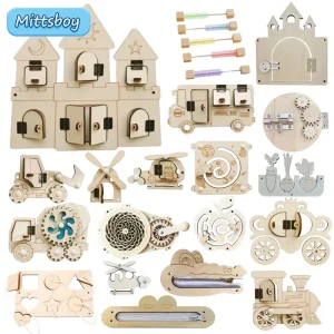 Montessori Busy Board DIY Wood Accessories Early Ball Calculation Bulldozer Castle Helicopter Educational Toy For Children Gifts - AliExpress