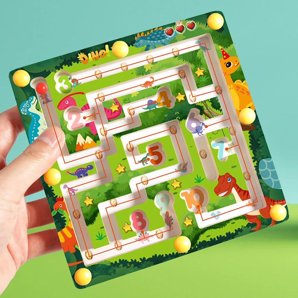المغناطيسي اللون والأرقام المتاهة مونتيسوري ديناصور العد مطابقة التعلم لغز مجلس طفل غرامة المهارات الحركية ألعاب السفر - AliExpress - Image 6